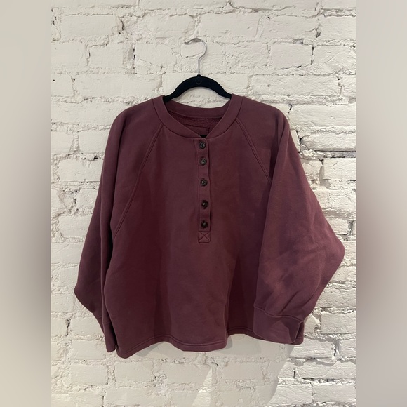 Madewell Sweatshirt Henley // color: wine // size: L - Picture 2 of 2